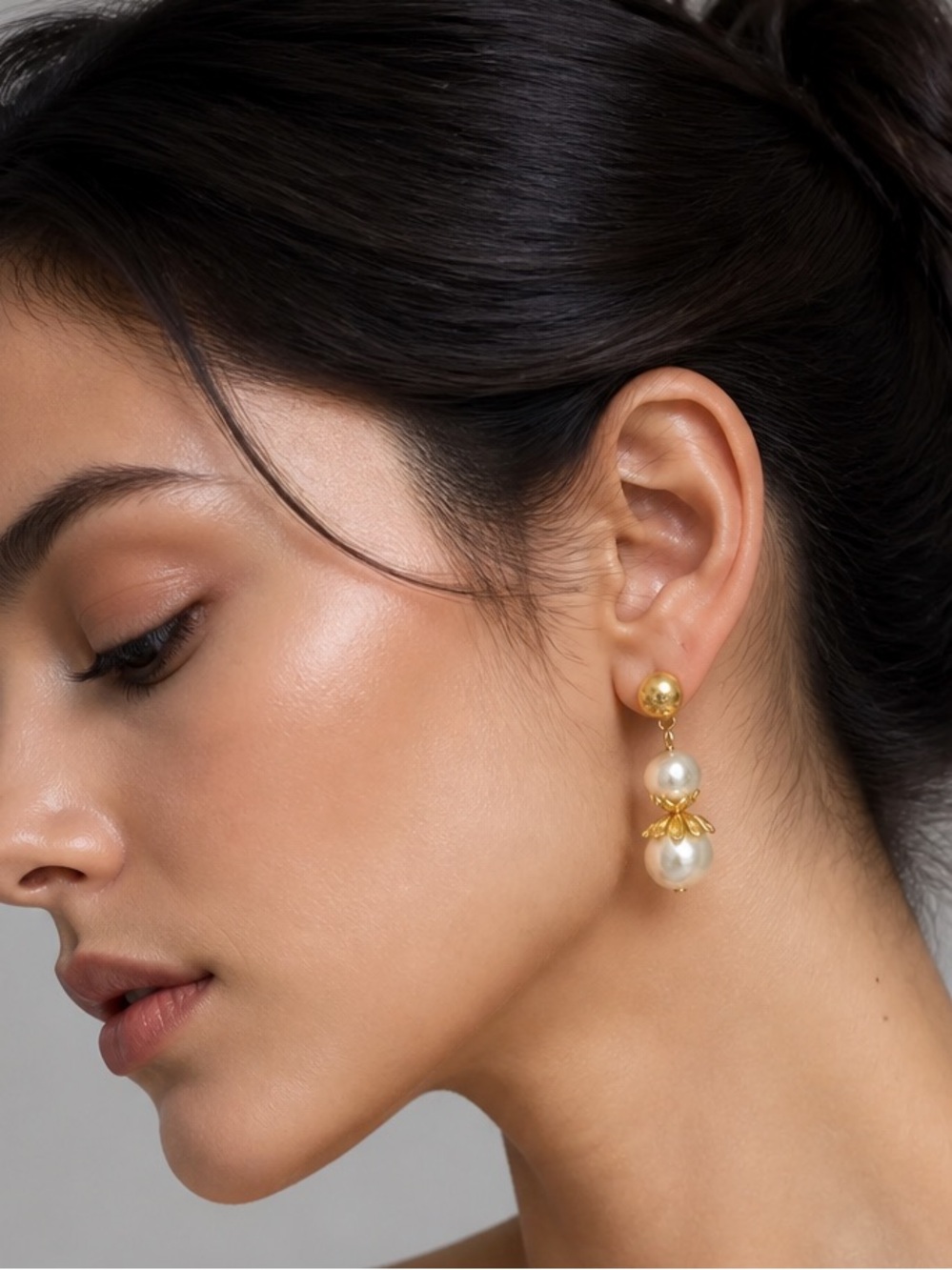 Tory Burch Gold-tone Pearl Double Drop Earrings